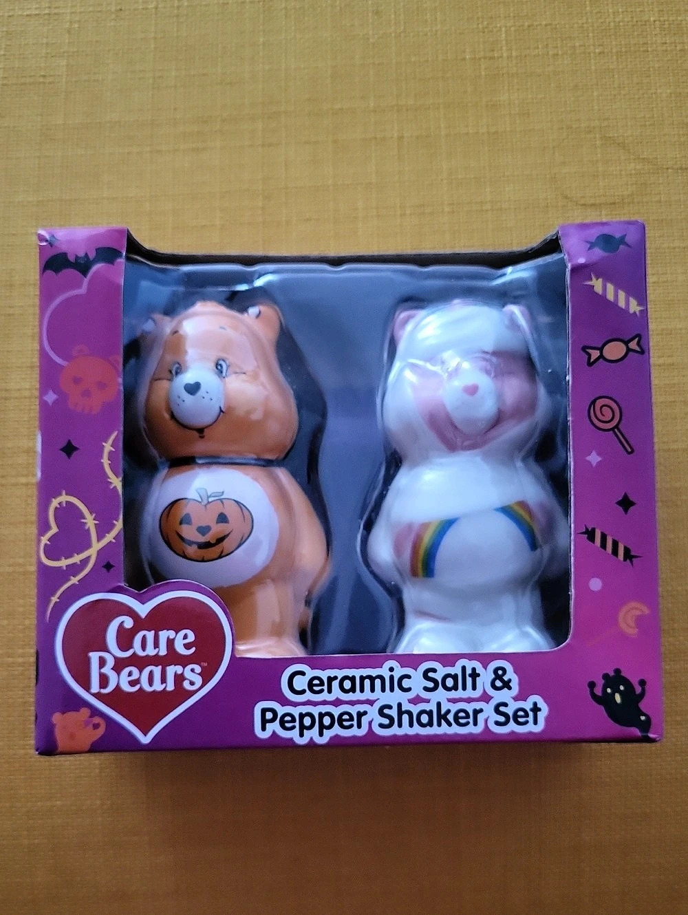 Care Bears Halloween Ceramic Salt & Pepper Shaker Set Purple & White